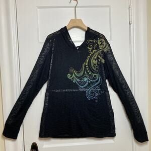 Lightweight Hoodie Womens XL Beach Hawaii Grunge Layering Lounge Maui Vacation